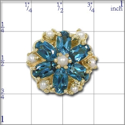 A4434 14K BLUE TOPAZ & PEARL SLIDE 